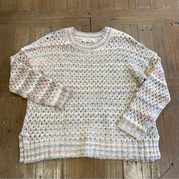 Anthropologie Oversized Mesh Stitch Sweater Size Medium Crochet Chunky Fisherman - Picture 2 of 9